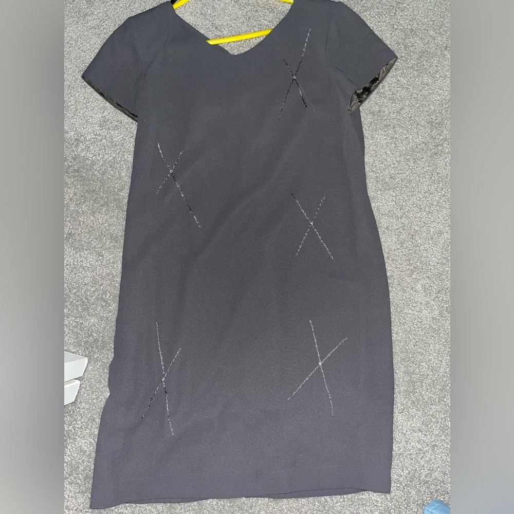 Black Sheath Mini Dress with Crew Neck for Work
